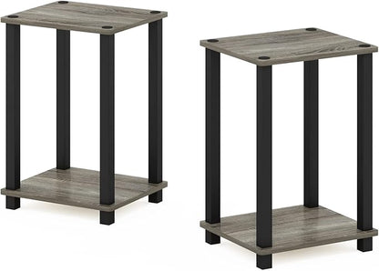 Furinno Simplistic End Table, 2-Pack, French Oak/Black