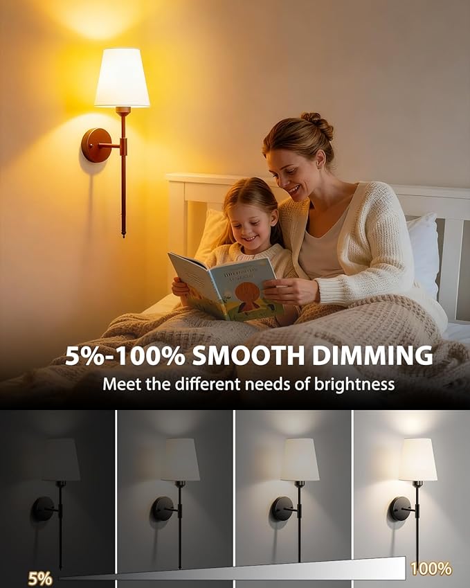 Adetu Wall Sconces Set of Two, Battery Operated Wall Sconce with 10000mAh RGB Dimmable Magnetic Bulbs and Remote, Rechargeable Wall Lights for Bedroom Living Room Hallway Decor