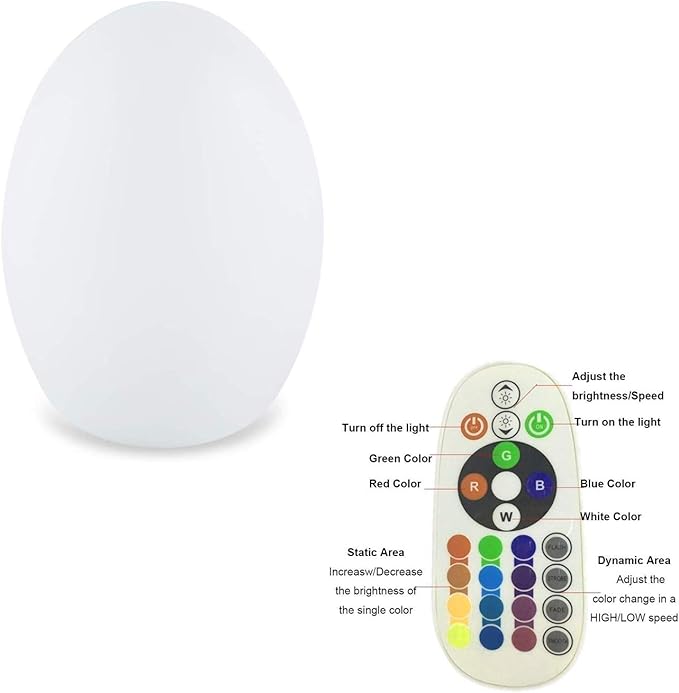 Egg Shape Color LED Mood Lamp, Rechargeable Dimmable Night Light with Remote Control 16 Dimmable Colors 4 Effects for Kids and Adults,Ambient Decorative Party Lighting(14x19cm)