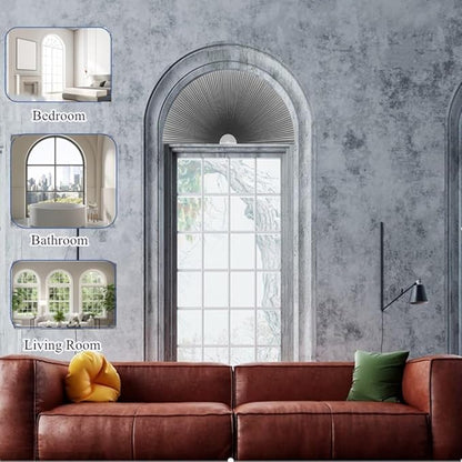 Arch Window Shade Blackout Cellular Shades Half Circle Moon Small Window Covering No Drill Honeycomb Blinds for Indoor Windows Room Darkening Easy Install Light Blocking Blinds (1, Grey, 24x12inch)