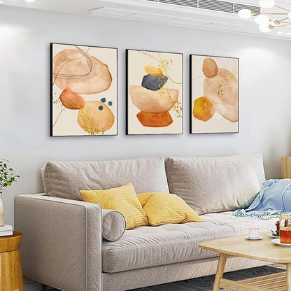 QKF Large Frame Graphics Geometric Abstract Modern Home Wall Art Living Room Bedroom White Wall Decoration Painting Boho Retro Poster Print 20 "X 28" x 3 Panels