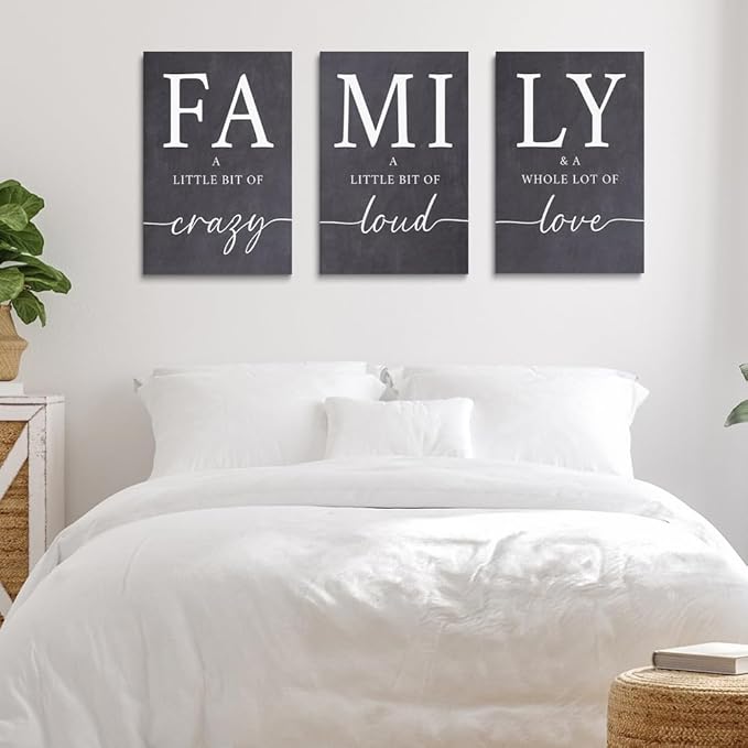 GUBIYU Gray Home Wall Art for Living Room Dining Room Pictures Wall Decor Farmhouse Family Home Decorations for Walls Painting Decorative Family Walls Decor Entryway Posters Print Set of 3 12"X16"