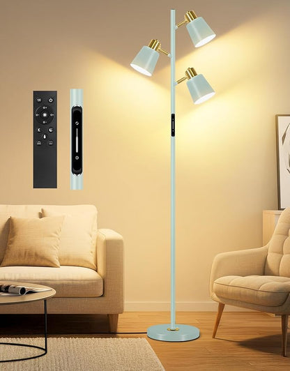 OUTON Tree Floor Lamp, LED Dimmable Floor Lamp with Remote and Touch Slide Control, 4 Color Temperatures, 3 Rotatable Lights, Modern Standing Lamp for Living Room Bedroom Office, Bulbs Included,Teal