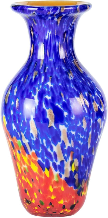 KAMMAK Colored Glass Vase, Beautiful Hand Blown Decorative Vase, Modern Art Vase for Flower Mantle Dining Table Centerpiece, Entryway Living Room Wedding Decoration, HR011