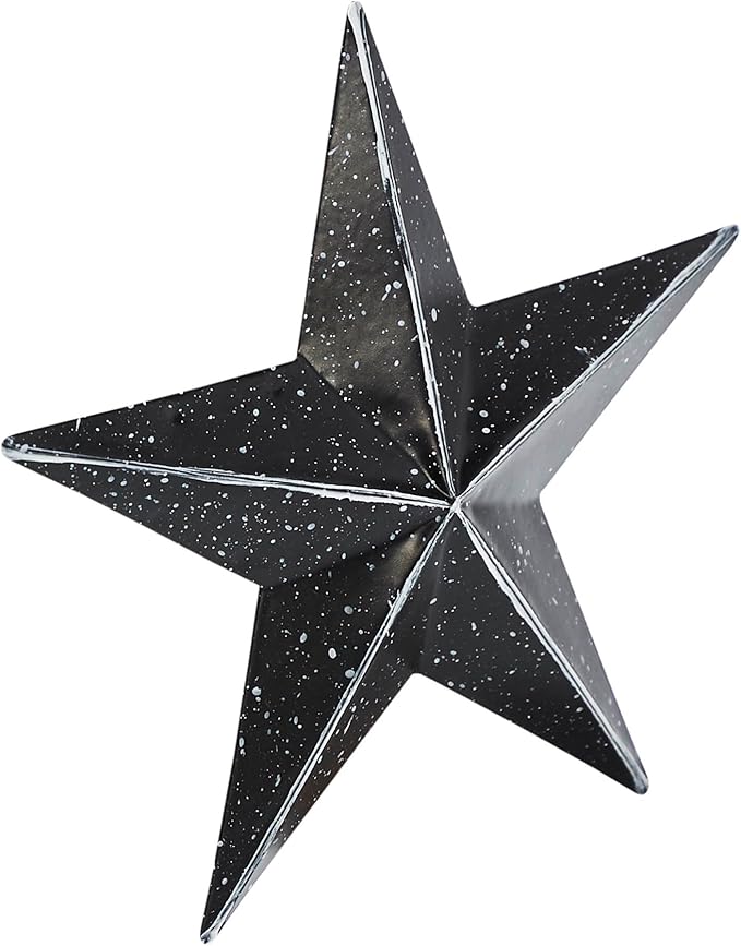 VHC Brands Patriotic Faceted Metal Star Black Wall Hanging 4x4, Independence Day Decor, American Star Design, Distressed Appearance Metal Wall Hanging, Star Shape, Country, Charcoal Black