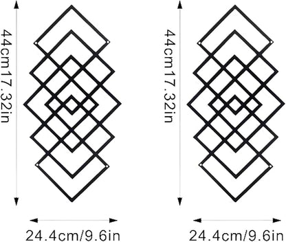 DUOOLN Large 2Pcs Abstract Metal Wall Art Decor, Black Modern Geometric Hanging Sign, Minimalist Single Line Décor Sculptures, Living Room Bedroom Bathroom Office Farmhouse Decoration-17.32 x 9.6 in