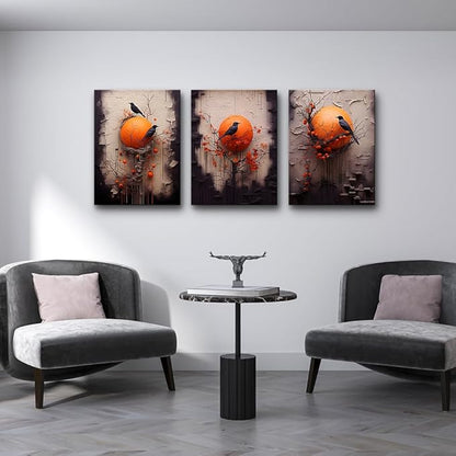 TTHYUEWS Large Canvas Wall Decor For Bedroom Wall Art For Living Room Fashion Modern Office Decorations Wall Paintings Bird Abstract Pictures Posters Inspirational Artworks Home Decor 3 Piece