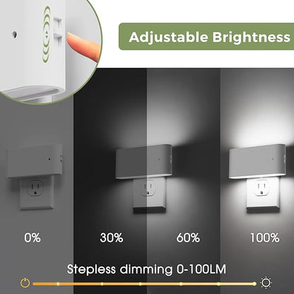 L LOHAS LED Night Light, 2 Pack Modern LED Night Lights Plug into Wall with Dusk to Dawn Sensor, 0-100LM 2000K/3000K/5000K Dimmable Nightlight for Hallway Bedroom Stairway