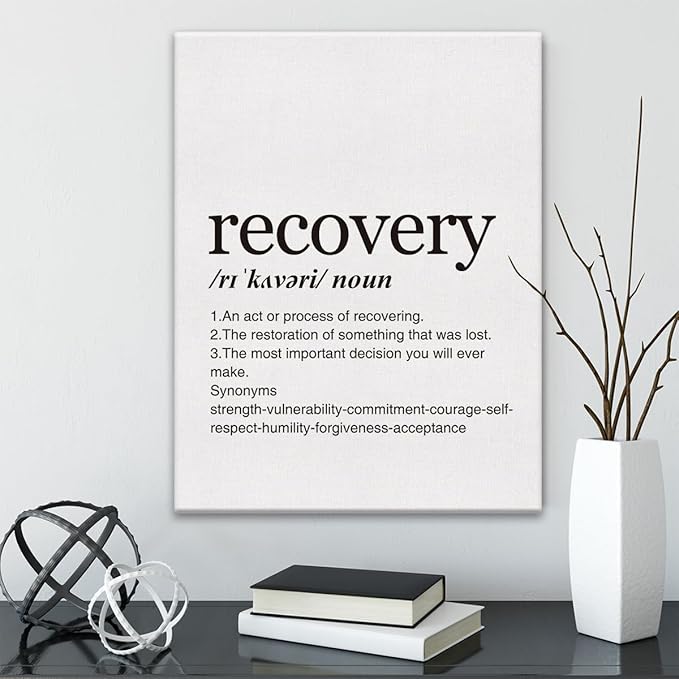 GTGIC Recovery Definition Print Canvas Wall Art Home Office Decor Modern Minimalist Painting 12x15 Canvas Poster Framed Ready to Hang Recovery Gift