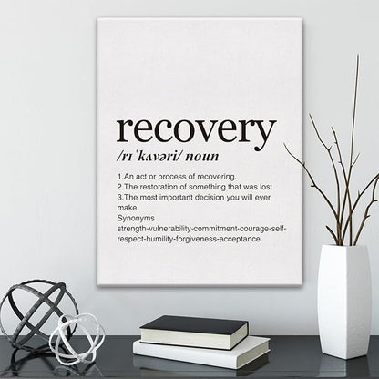 GTGIC Recovery Definition Print Canvas Wall Art Home Office Decor Modern Minimalist Painting 12x15 Canvas Poster Framed Ready to Hang Recovery Gift