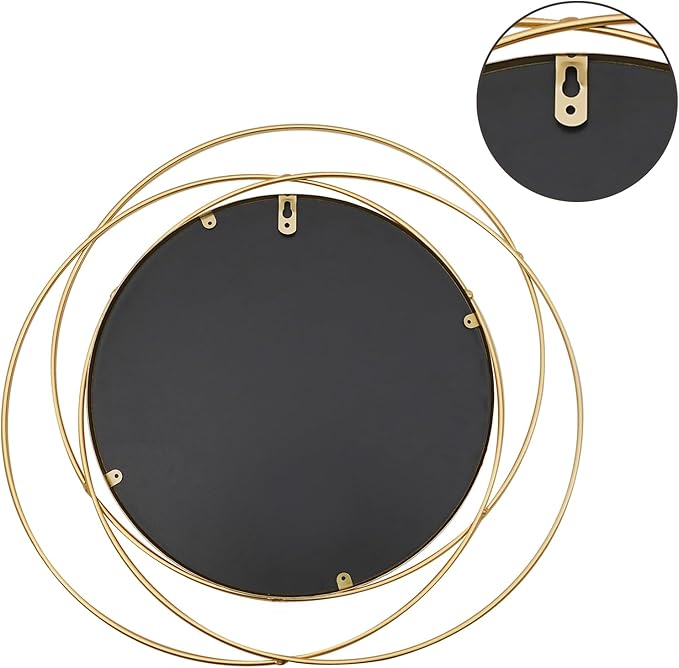3 Set. Round Mirrors for Wall Decor Living Room Bedroom Bathroom Dining Room Metal Circle Mirror Set Boho Decorative Sunburst Wall Art Accent Entryway - Gold 9.5 in.