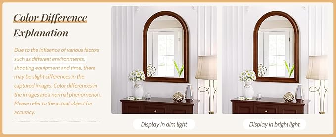Tanmicoshomy Wood Bathroom Mirror 24x36 Inch,Rustic Wall Mirrors with Shatter-Proof Glass for Living Room, Bedroom or Entryway(Walnut)