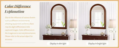 Tanmicoshomy Wood Bathroom Mirror 24x36 Inch,Rustic Wall Mirrors with Shatter-Proof Glass for Living Room, Bedroom or Entryway(Walnut)