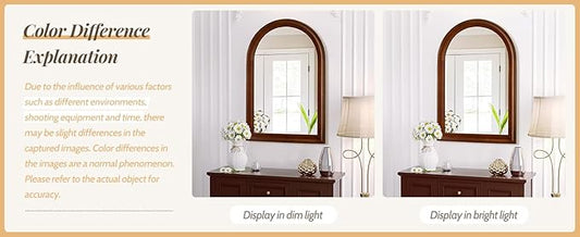 Tanmicoshomy Wood Bathroom Mirror 24x36 Inch,Rustic Wall Mirrors with Shatter-Proof Glass for Living Room, Bedroom or Entryway(Walnut)