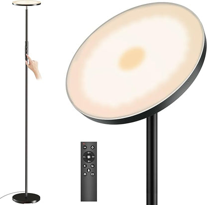 Yikuneng Super Bright Floor Lamp for Living Room, Stepless Dimmable LED Standing Lamp with Remote and Touch Control, 69” Tall Torchiere Corner Lamp for Bedroom Office Hotel, Black