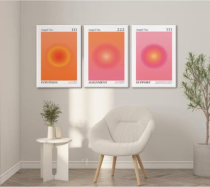 Colorful Angel Number Aura Poster Spiritual Posters Canvas Grainy Gradient Prints Trendy Preppy Wall Art Aesthetic Room Decor Affirmation Inspirational Quotes Wall Art 12x16x3 Inch Ready to Hang