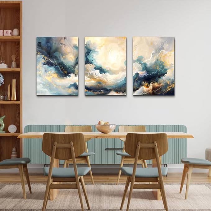 TTHYUEWS Minimalism Abstract Ink Paintings Large Wall Art For Living Room Canvas Wall Decor For Bedroom Office Wall Decorations Framed Canvas Prints Wall Pictures Artwork Modern Home Decor 3 Piece