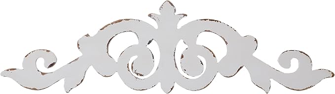 SOFE Rustic Wood Scroll Wall Decor, 35 × 10 Inches Over The Door Decor, Shabby Chic White Above Couch Wall Decorations, Large Hanging Artwork for Bedroom, Hallway Entryway