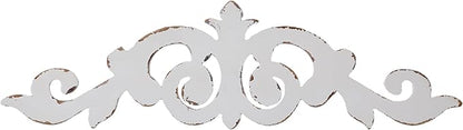 SOFE Rustic Wood Scroll Wall Decor, 35 × 10 Inches Over The Door Decor, Shabby Chic White Above Couch Wall Decorations, Large Hanging Artwork for Bedroom, Hallway Entryway