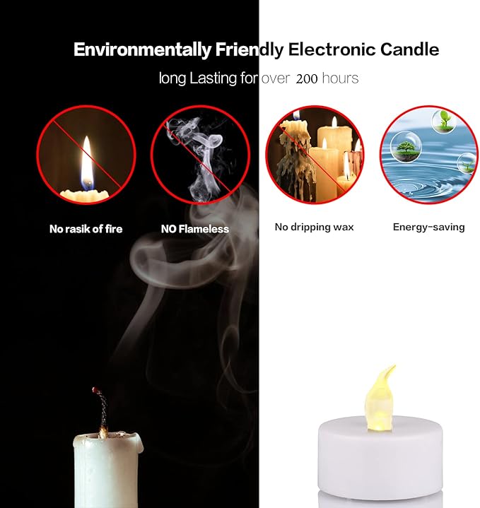 400Pack Battery Tea Lights Candles - LED Tea Lights Realistic Bright Flickering Holiday Gift Operated Flameless LED Tea Light for Festival& Celebration Warm White Battery Powered(sets of 50*8)