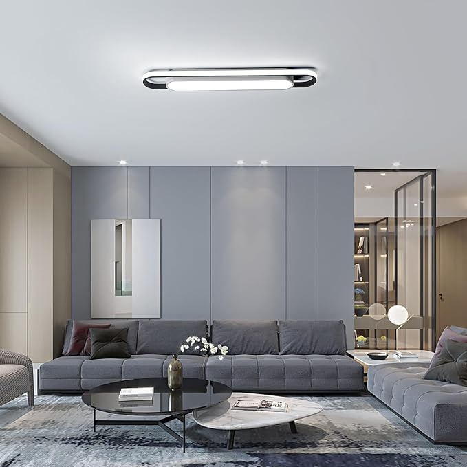 Modern LED Ceiling Lights,6500K Flush Mount Ceiling Lamp,50W Metal Smart Ceiling Chandelier Lighting Fixture for Kitchen Living Room Bedroom Dining Room Office Garage (36.2")