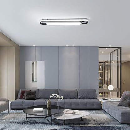 Modern LED Ceiling Light,28.3" Flush Mount Ceiling Lamp,40W 6500K Linear Metal Ceiling Chandeliers Lighting Fixture for Laundry Garage Kitchen Bedroom Dining Room Hallway Closet Aisle