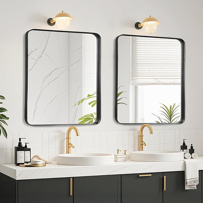 Fabuday Bathroom Mirror with Black Frame - 30x30 Inch Over Sink Rectangle Mirror for Bathroom, Wall Mounted Black Mirrors for Vanity, Farmhouse Decor, Matte Finish, Horizontal or Vertical Hanging