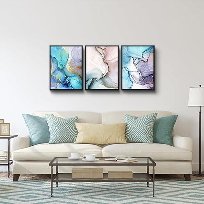 MHARTK66 Abstract Wall Art for Bedroom Wall Decor for Living Room Office Decor Abstract Colorful Painting 3 Piece Bathroom Framed Canvas Art Prints Ready to Hang Kitchen Wall Pictures Home Decor