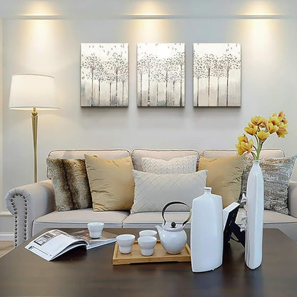 Trees And Birds Abstract Paintings Canvas Prints Wall Art For Bedroom Bathroom Wall Decor Office Artworks Pictures Wall Decorations For Living Room,3 Piece Sunrise And Sunset Modern Home Decoration