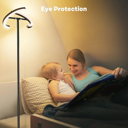 SIBRILLE RGBCW Floor Lamp, Color Changing Standing Lamp, Modern Stepless Dimmable LED Floor Light Tall Lamp with Remote Control, 20W 3000-6000K Rotatable Floor Lamps for Living Room, Bedroom, Office