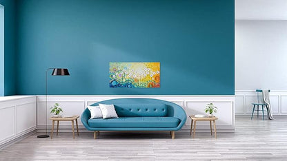 YHSKY ARTS White Flower Oil Paintings with Hand Painted Textured Modern Colorful Canvas Wall Art Contemporary Botanical Pictures Abstract Aesthetic Artwork for Living Room Bedroom Bathroom Decor