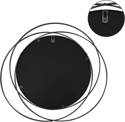 3 Set. Round Mirrors for Wall Decor Living Room Bedroom Bathroom Dining Room Metal Circle Mirror Set Boho Decorative Sunburst Wall Art Accent Entryway - Black 9.5 in.