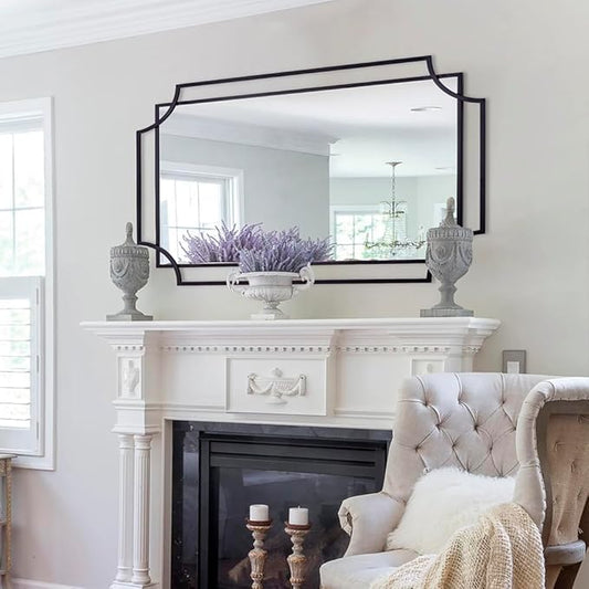 47'' x 32'' Black Mirror for Wall Decor, Large Living Room Mirror with Metal Frame, Modern Decorative Mirror for Dining Room, Entryway, Fireplace