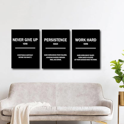 3 Pieces Inspirational Canvas Wall Art Motivational Quotes That Make People Passionate Signs of Success Posters Print Artwork for Office Bedroom Bathroom Wall Picture Ready to Hang [60''W x 28''H]