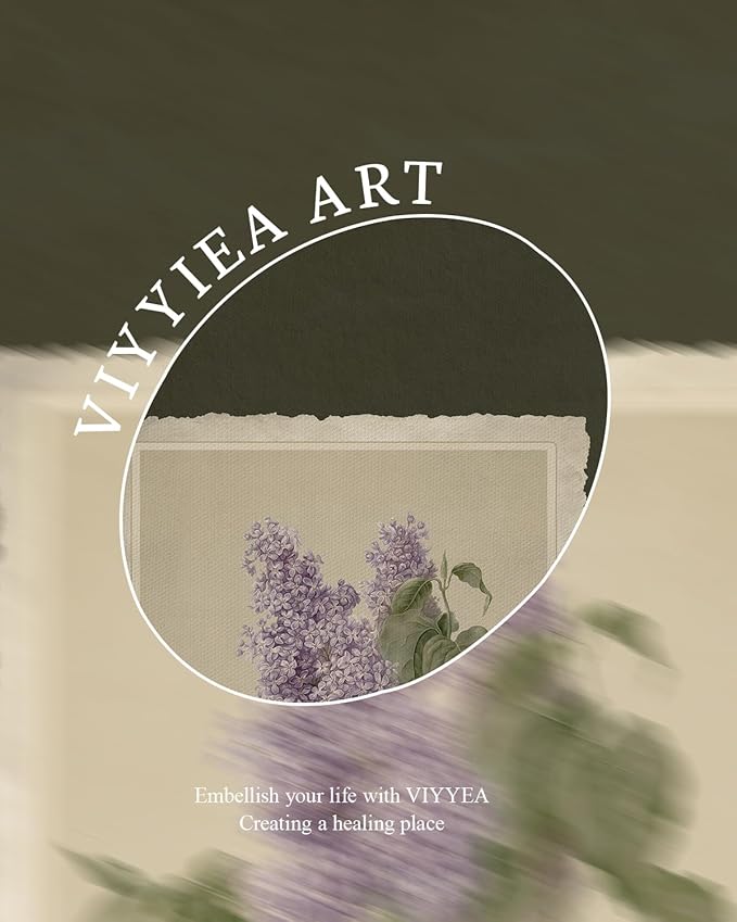 VIYYIEA Vintage Gold Framed Wall Art, Aesthetic Botanical Violet Flower Herb Canvas Prints Paintings, French Country Farmhouse Wall Decor For Kitchen Bathroom Bedroom, 12x16inch