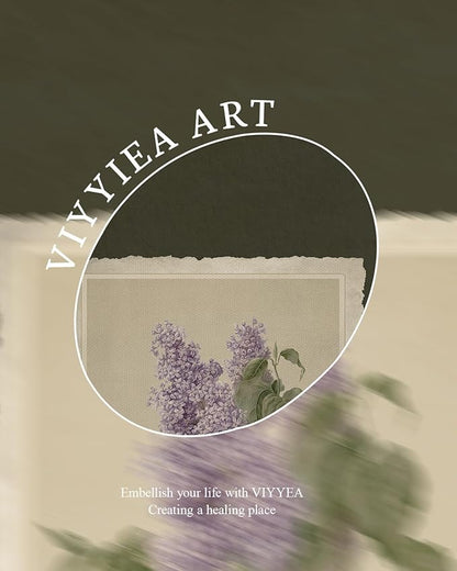 VIYYIEA Vintage Gold Framed Wall Art, Aesthetic Botanical Violet Flower Herb Canvas Prints Paintings, French Country Farmhouse Wall Decor For Kitchen Bathroom Bedroom, 12x16inch