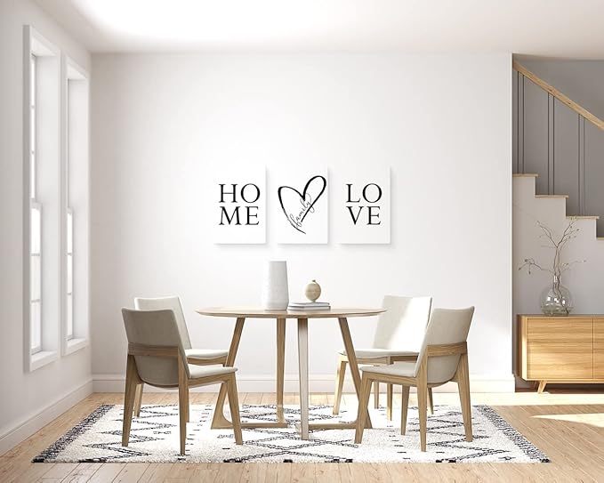 GUBIYU Home Love Wall Decor Set of 3 Prints Modern Black and White Wall Art Canvas 12x16 inches for Living Room, Bedroom, Kitchen, Office