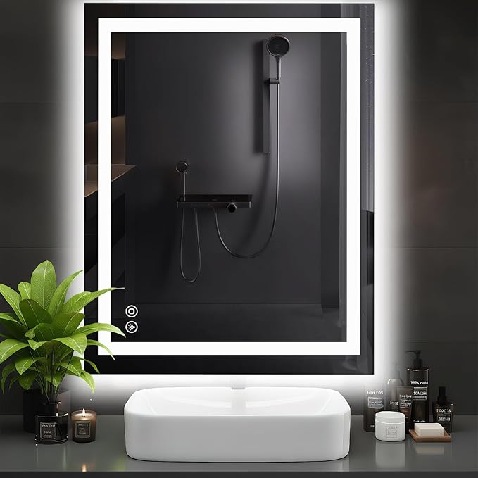 DUMOS 36.1"x48.1" LED Bathroom Mirror, Smart Anti-Fog Bathroom Vanity Mirror with Front Light & Backlit, 3 Color Temperatures, Dimmable, Memory Function