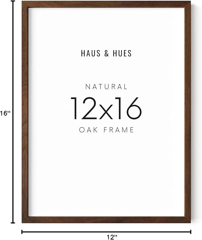 Haus and HUES Walnut 12x16 Picture Frame - Rustic Natural Wood Wall Art Display - Brown 12x16 Frame for Art Prints, Photos, Posters - Ready-to-Hang Vertically & Horizontally - Wooden Decor