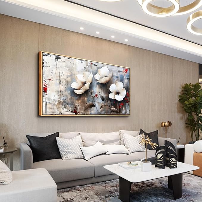 hyidecorart Canvas Wall Art For Office Abstract Wall Decor For Living Room Bedroom Decor Flower Landscape Wall Painting Textured Pictures Artwork Vintage Style Wood Framed Prints Modern Hotel Mural