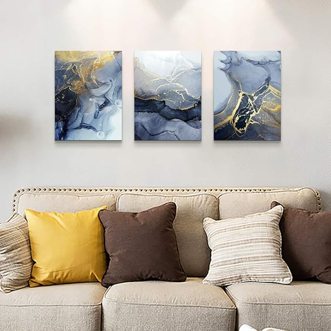 DZRWUBHS Abstract Wall Decor for Living Room Large Canvas Wall Art for Bedroom Abstract Ink Wall Painting Artworks Hang Pictures for Office Decoration Home Decor Posters Art 16x24 inch 3 Piece