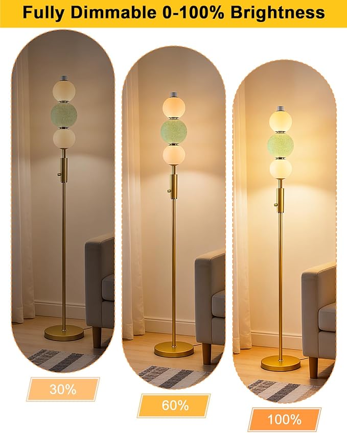 Lightdot Globe Floor Lamp with 3 Color Temperatures Smart LED Bulbs Included, Dimmable Unique Corner Floor Lamp, Blue Modern Standing Lamp Tall Lamp for Living Room/Bedroom/Gaming Room/Decor Office