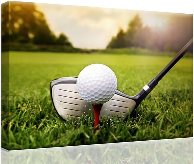 Golf Canvas Wall Art for Gym Room Golf Posters Golf Course Wall Decor for Living Room Bedroom Home Decorations Wall Decor Framed Artwork Ready to Hang(18''H x 24''W)