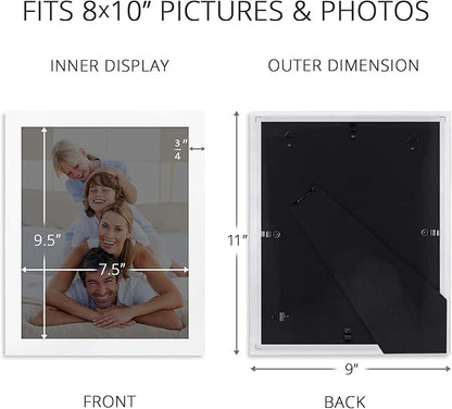 Icona Bay Combination White Picture Frames Set - 10 PC (Four 4x6, Four 5x7, Two 8x10), Impresia Collection Multi-Pack, Simple Modern Design for Wall Gallery