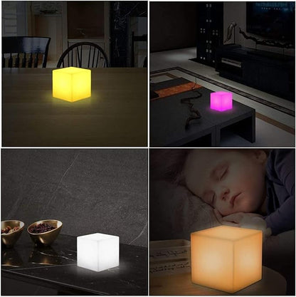 Cube Shape Color LED Mood Lamp, Rechargeable Dimmable Night Light with Remote Control 16 Dimmable Colors 4 Effects for Kids and Adults,Ambient Decorative Party Lighting (Cubic 10 * 10cm)