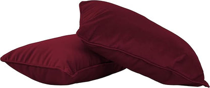FDP 12" x 20" Velvet and Vinyl Rectangle Lumbar Pillow Set with Piping Decorative Throw Pillow for Home Décor in Living Room, Bedroom or Lounge (2-Pack) - Bordeaux, 15163-349
