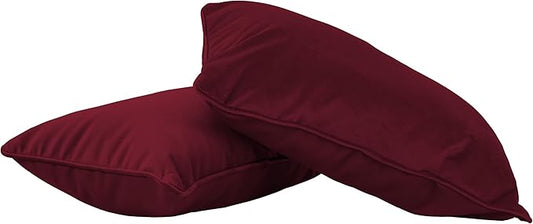 FDP 12" x 20" Velvet and Vinyl Rectangle Lumbar Pillow Set with Piping Decorative Throw Pillow for Home Décor in Living Room, Bedroom or Lounge (2-Pack) - Bordeaux, 15163-349