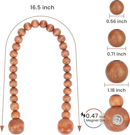 KLOGTSIND Magnetic Curtain Tiebacks, Curtain Tie Backs for Curtains 6 Pack, Wood Bead Curtain Tiebacks, Curtain Holders for Boho Bedroom Decor, Baby Nursery Decor, Farmhouse Decor