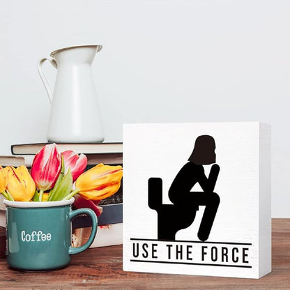 Funny Wooden Sign 'Use the Force' for Bathroom, Toilet, Restroom, Home Decor - Farmhouse Style