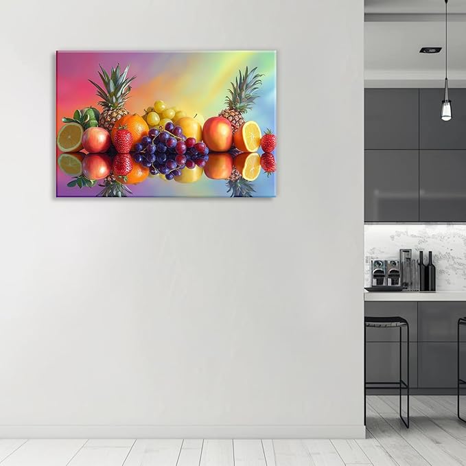 OAAPITI Kitchen Wall Art Colorful Fresh Diverse Fruits Poster Wall Decor Rustic Farmhouse Painting Print For Dining Room Living Room Home Decor Ready To Hang(Artwork-4,16"x24")